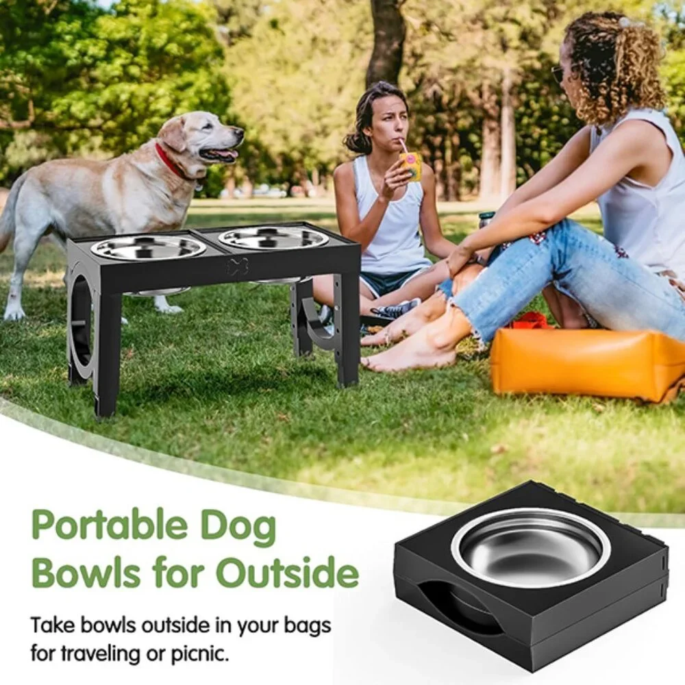 New Elevated Dog Bowls for Large Breeds Adjustable Raised Stand 5 Heights